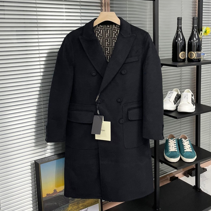 フェンディ メンズ モダン ブラック コート -  - fe502x