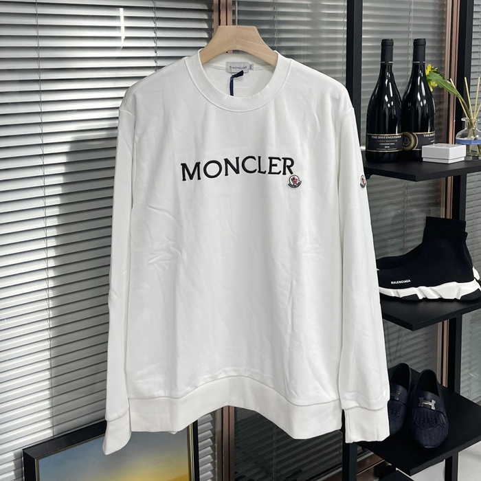 モンクレール メンズ ホワイト クルーネック 長袖Tシャツ - White  - mo38x