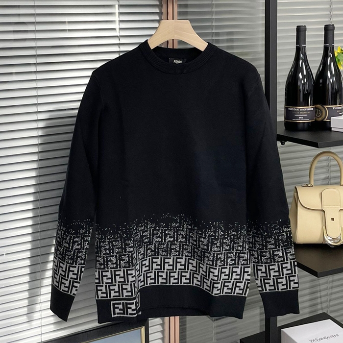 フェンディ メンズ ブラック クルーネック ニット -  - fe07x
