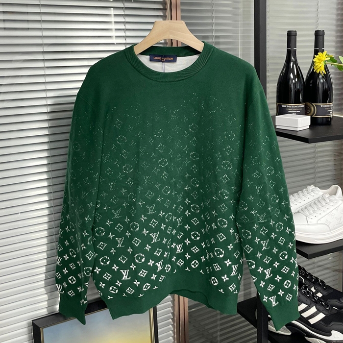 ルイヴィトン メンズ グリーン クルーネック ニット -  Green  - lv1724x