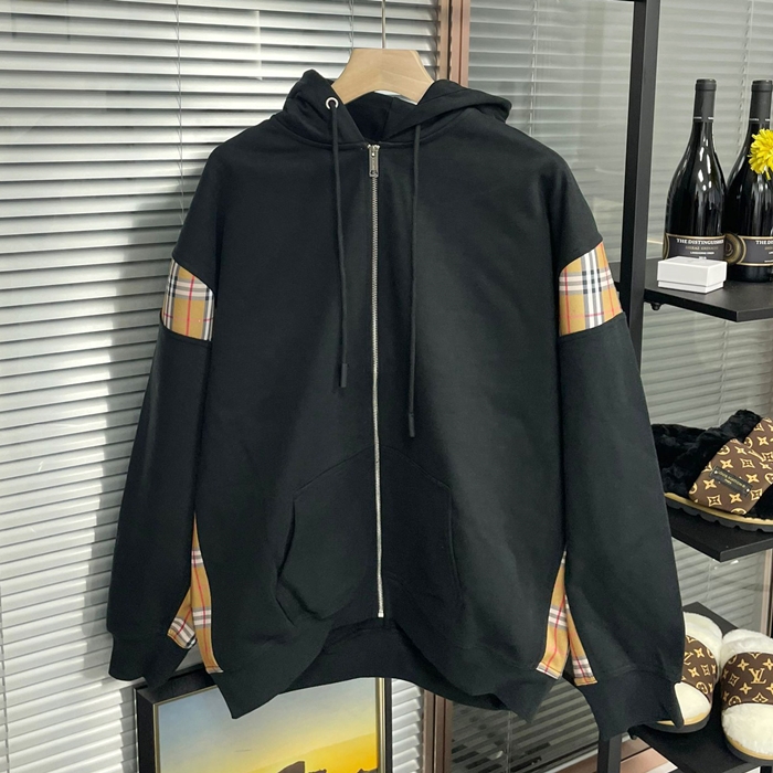 バーバリー メンズ ブラック フードジップアップ -  - bu319x