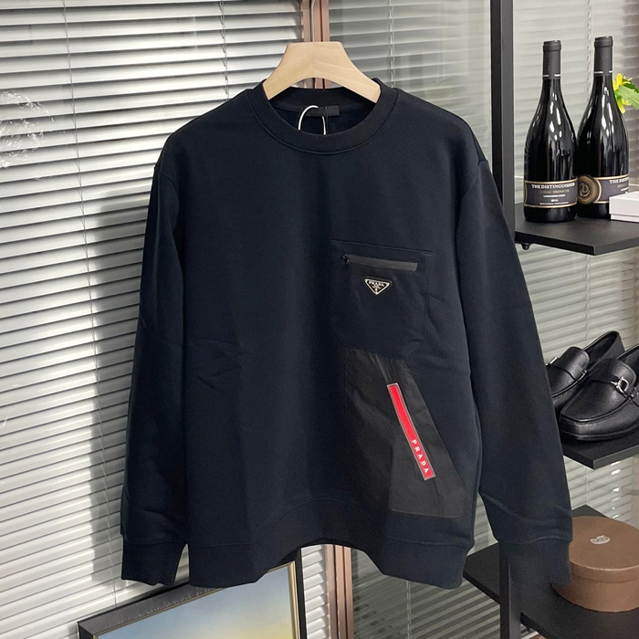 プラダ メンズ クルーネック ブラック スウェット -  - pr763x