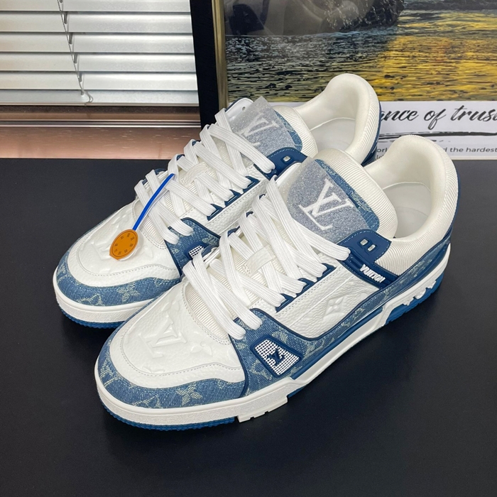 ルイヴィトン LV メンズ トレーニング デニム ブルー スニーカー  -lv1934x