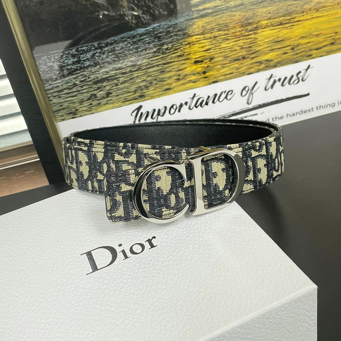  Belt,3.5cm - ディオールメンズレザーベルト,3.5cm,DIOBT0045,ネイビー(シルバー)