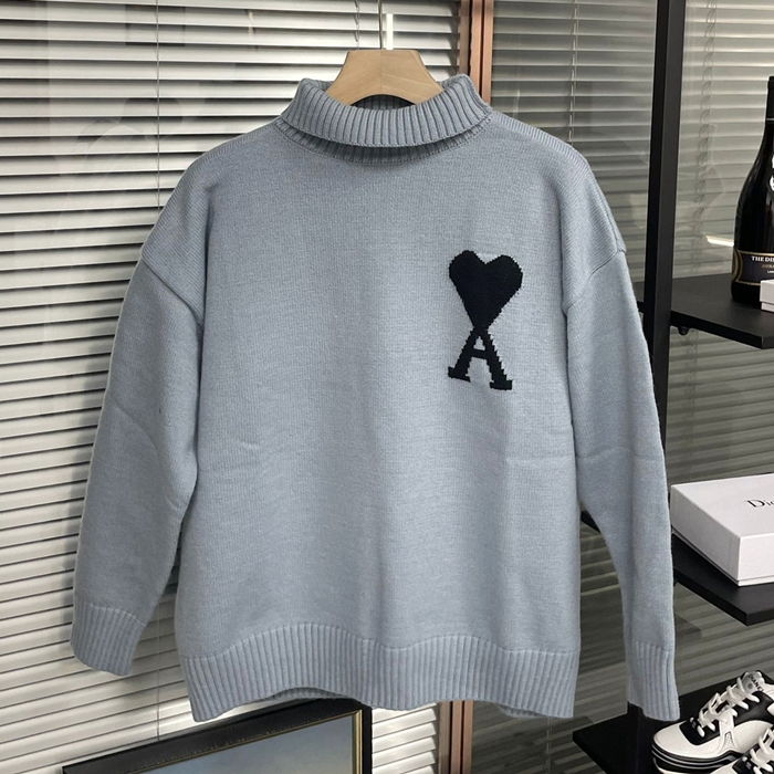 アーミーユニセックス ブラック タートルネック ニット - AmiKnits - ami0316x