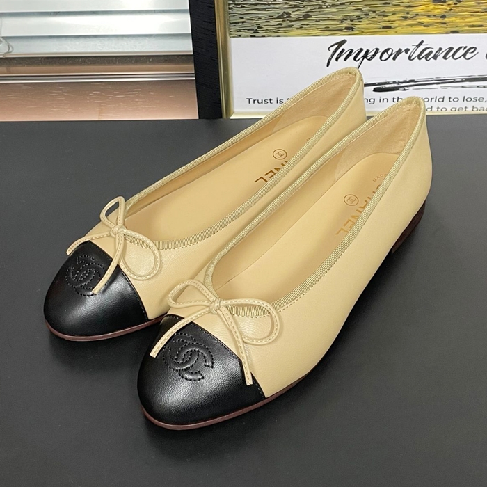  CC Ballet Shoes - シャネルレディース クラシック CC LOGO バレット シューズ Cnl0243x.ベージュ