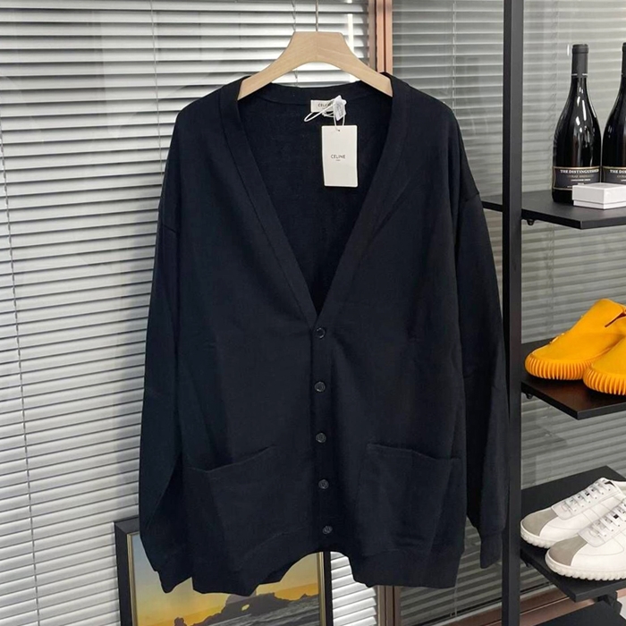 セリーヌ ユニセックス Vネック ブラック カーディガン - Celine - ce275x