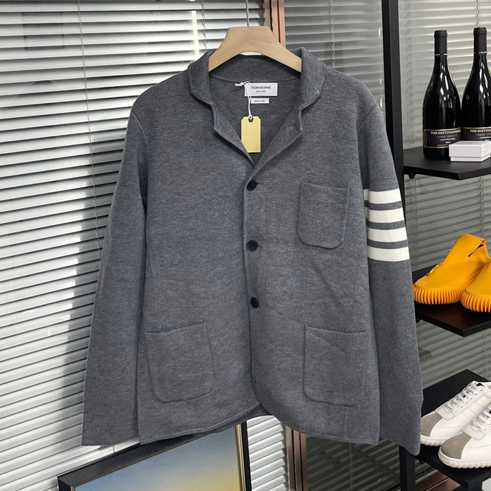 Strap  Gray - トムブラウンユニセックス ストラップ Vネック カーディガン Thom01368x Size グレー