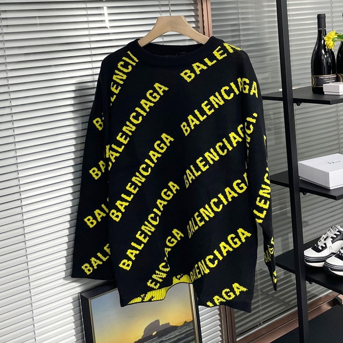 ]  - バレンシアガメンズ LOGO クルーネック セーター Bal0884x.Size(xs - l).ブラック