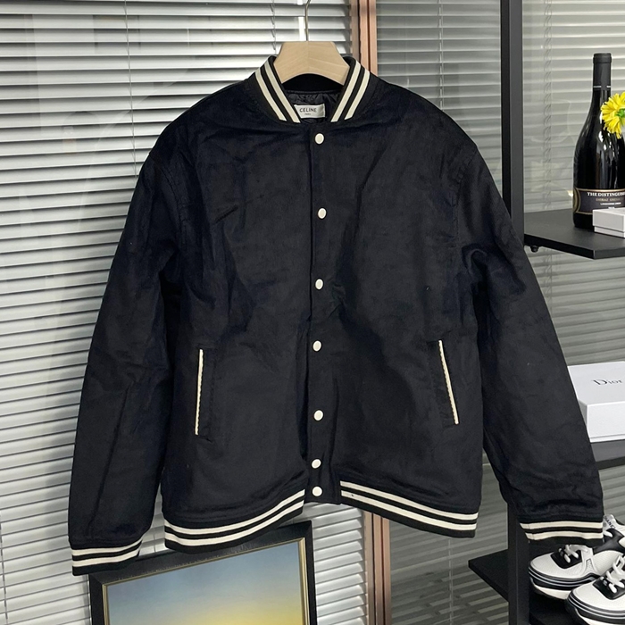 Logo- セリーヌメンズ LOGO カジュアル ジャケット Cel0163x Size(m - 3xl) ブラック