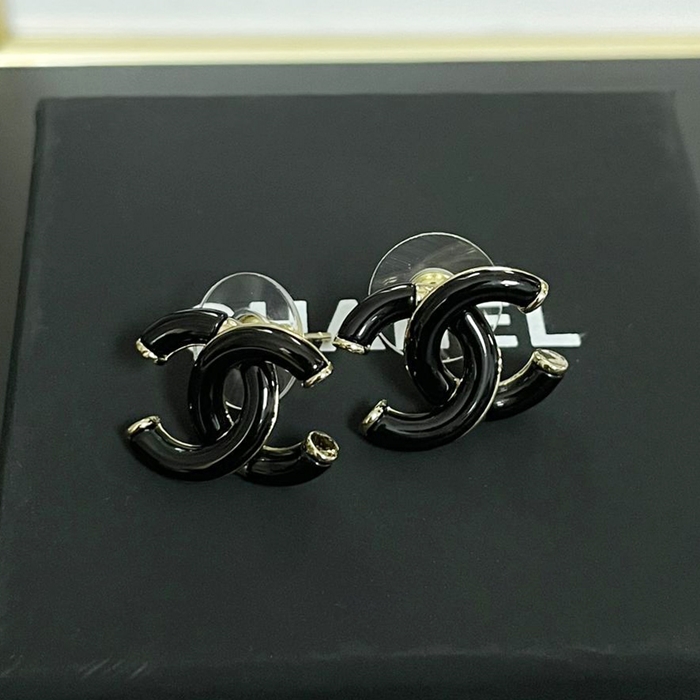 シャネルレディース ブラック イヤリング -  Gold Earring - acc52x