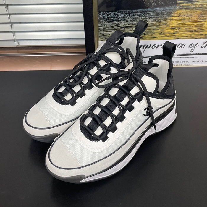 シャネルレディース ミクスドファイバー スニーカー ホワイト ブラック LOGO  -  White  - ch566x