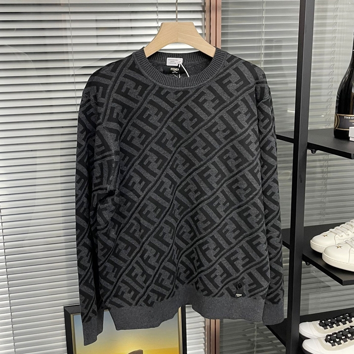 フェンディ メンズ グレー クルーネック セーター - Gray  - fe550x