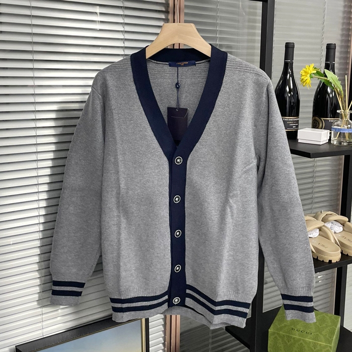 ルイヴィトン メンズ グレー Vネック カーディガン -  Gray  - lv1675x