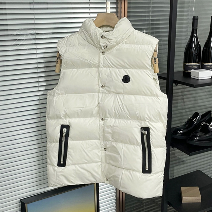 モンクレール メンズ カーキ ダックダウン ベスト - Khaki Best - mo61x