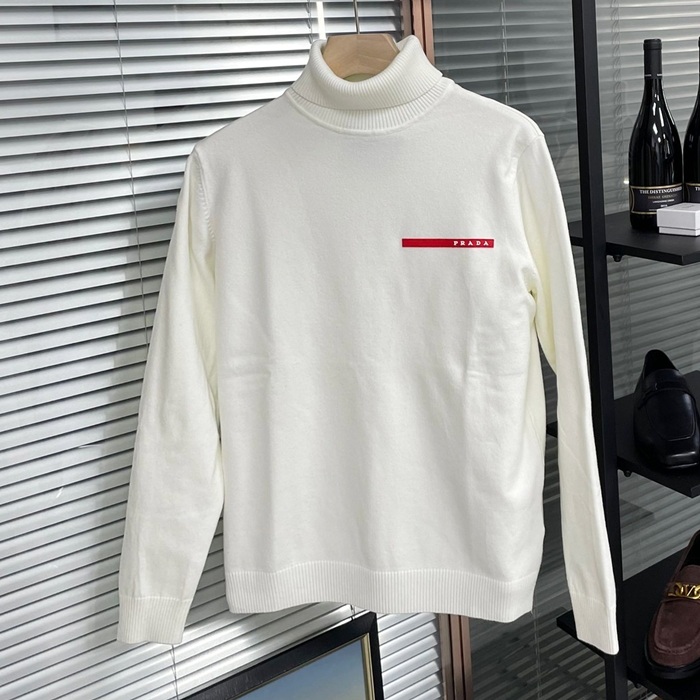 プラダ メンズ タートルネック ホワイト セーター - White  - pr844x