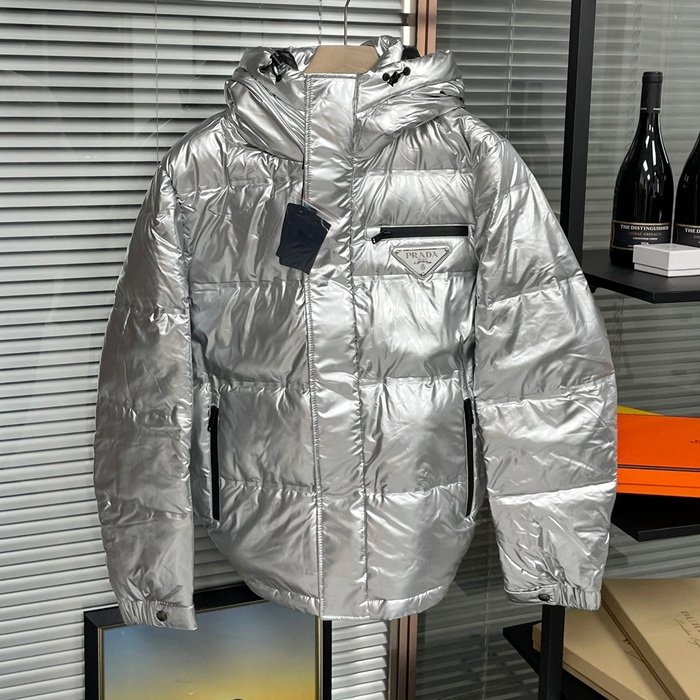 Silver - プラダユニセックス LOGO カジュアル ダウン パディング Pra02494x Size(m - 3xl) シルバー