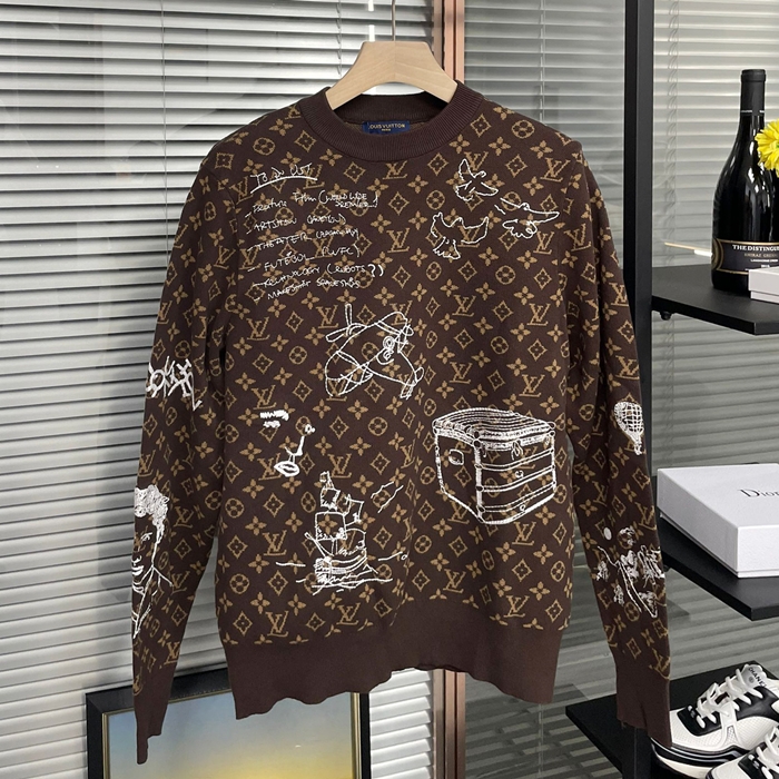 ルイヴィトン メンズ ブラウン クルーネック ニット -  Brown  Lou03813x