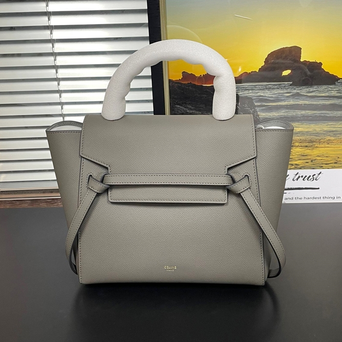 ,23CM - セリーヌレザーベルト ショルダーバッグ ,98310-3,23CM,グレー