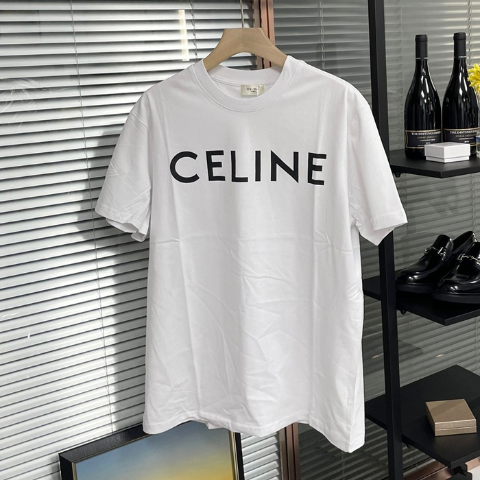 セリーヌ メンズ クルーネック ホワイト 半袖Tシャツ - White  - cel0416x