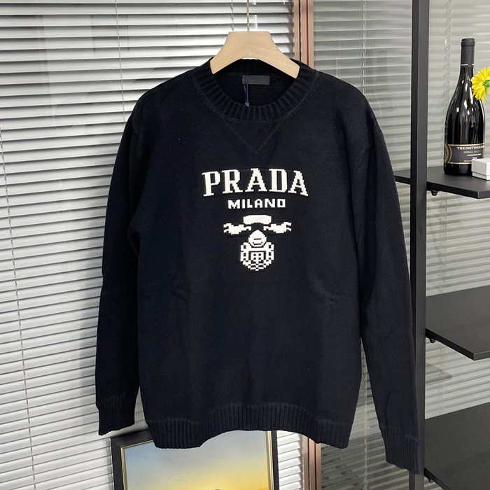 プラダ メンズ クルーネック ブラック セーター -  - pr762x