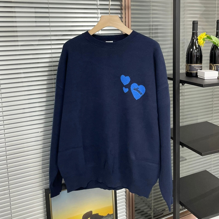 ロエベ メンズ ネイビー クルーネック セーター -  - loe801x