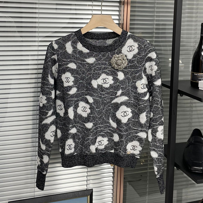 シャネルレディース グレー クルーネック セーター -  Gray  - ch572x