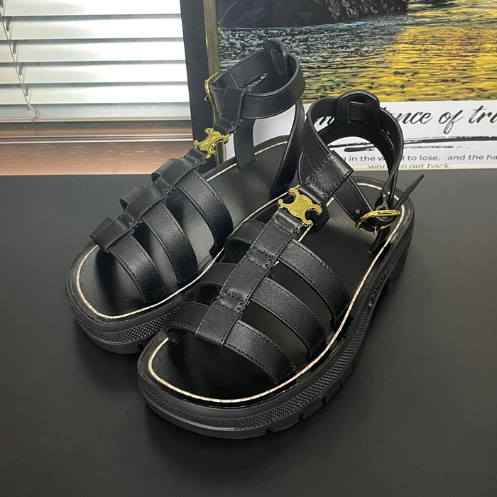   Slipper,CELS0020 - セリーヌ レディースレザーサンダルブラック