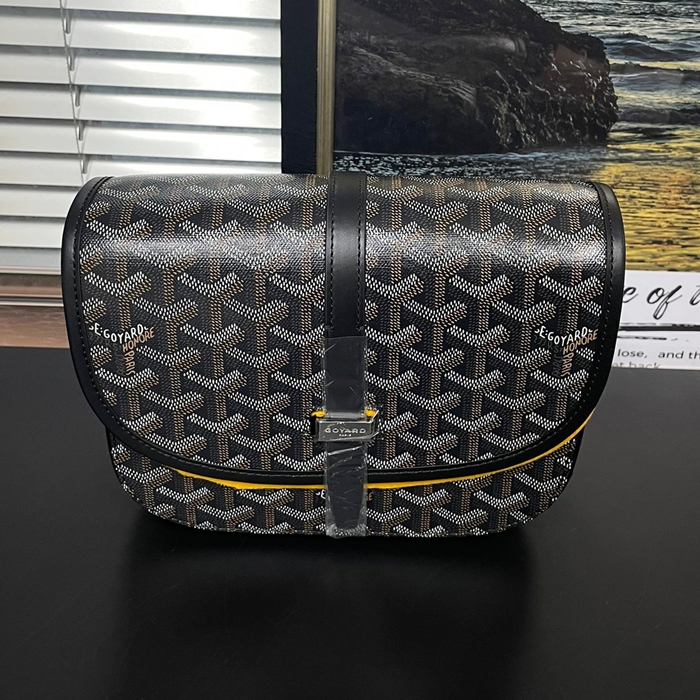  Bag,22CM - ゴヤールレザーブラック メッセンジャー  クロスバッグ,GYB0005,22CM