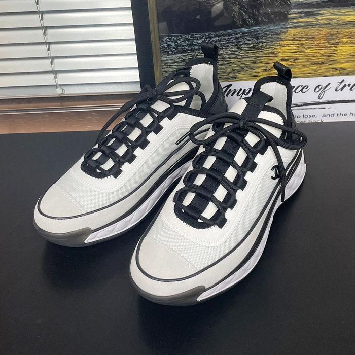 シャネルレディース ミクスドファイバー スニーカー ホワイト ブラック LOGO  -  White  - ch566x