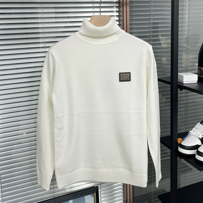 ディーアンドジー メンズ ホワイト タートルネック ニット -  White Knits - dol511x