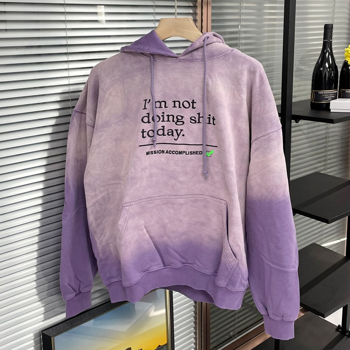 ヴェトモン メンズ パープル フーディーTシャツ - Vetements Purple  - ve373x