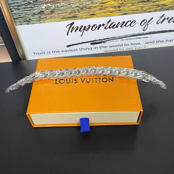 ルイヴィトン メンズ モノグラム チェーン リンク ブレスレット シルバー M69988  -   - acc268x