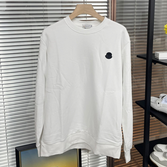モンクレール メンズ ホワイト クルーネック 長袖Tシャツ - White  - moc02056x