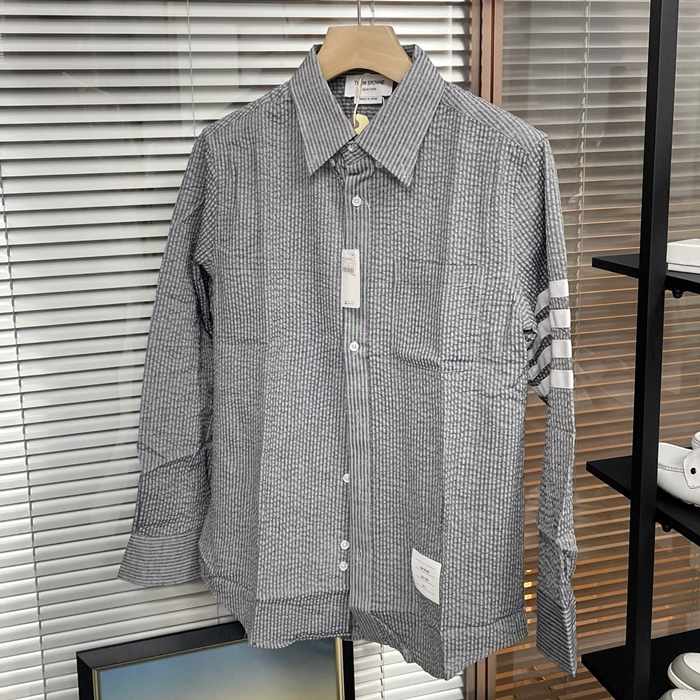 トムブラウン クラシック メンズ グレー シャツ - Gray  - tom01575x