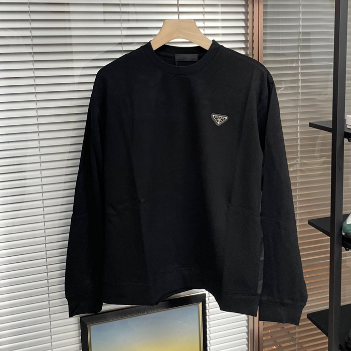 プラダ メンズ クルーネック ブラック スウェット -  - pr732x