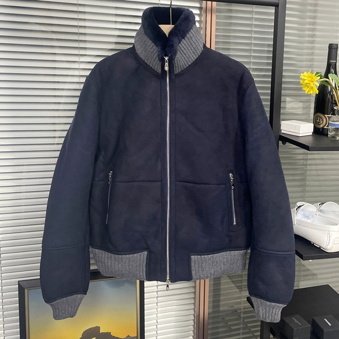 ブルネロクチネリ メンズ ネイビー レザージャケット -  Cucinelli - fa49x