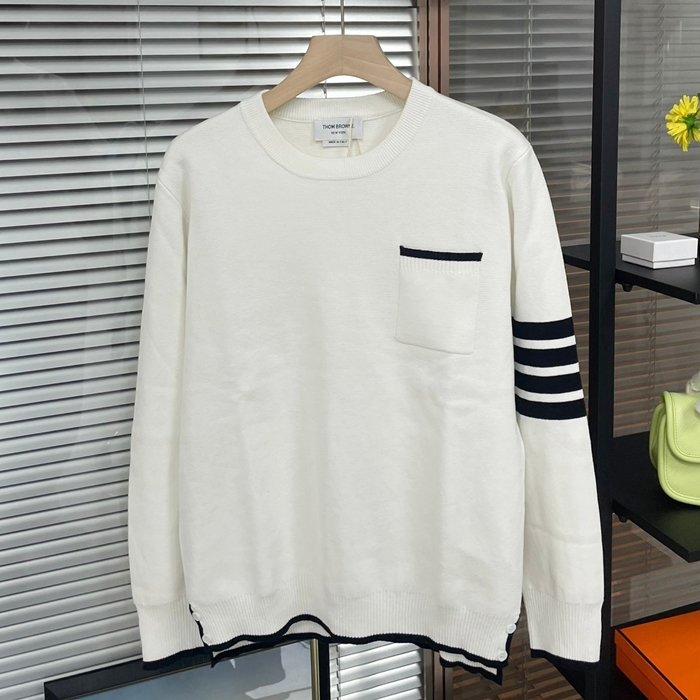 トムブラウン メンズ ホワイト ニット - ThomBrowne White Knits - thc35x