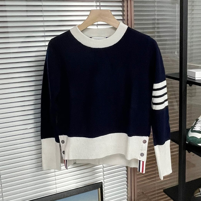 トムブラウン レディース ネイビー クルーネック ニット -  Knits - thom0650x