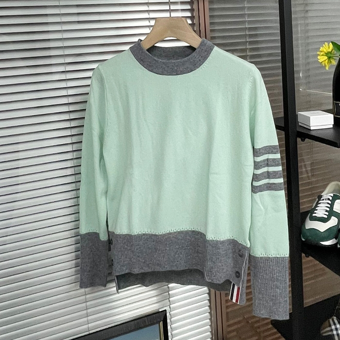 トムブラウン レディース クルーネック ミント ニット -  Mint Knit - thom0590x
