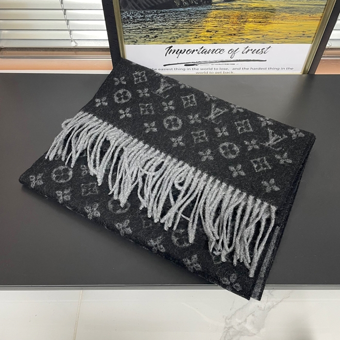 カシミア ブラック メンズ スカーフ lv0003w -  Cassimere Scarf