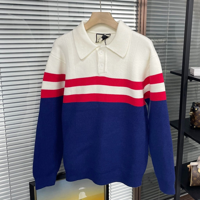 グッチ メンズ ネイビー ポロ ニット -Knit - cl78x