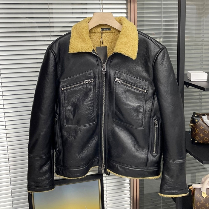 トムフォード メンズ ブラック レザージャケット - Tomford - tof0031x