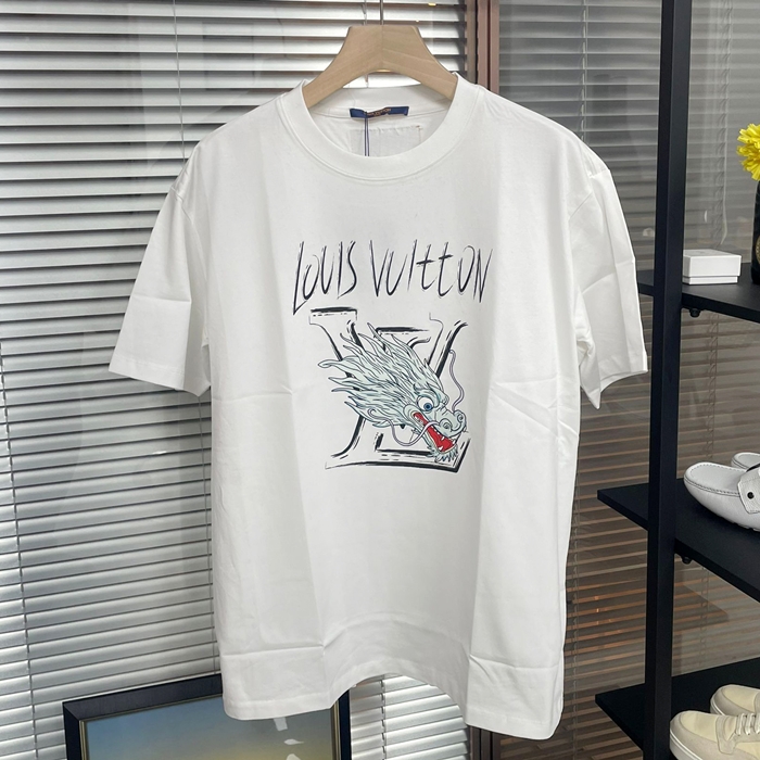 ルイヴィトン メンズ クルーネック ホワイト 半袖Tシャツ -  White Short lv1480x