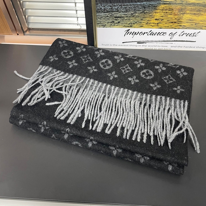 カシミア ブラック ユニセックス スカーフ lv0001w -  Cassimere Scarf