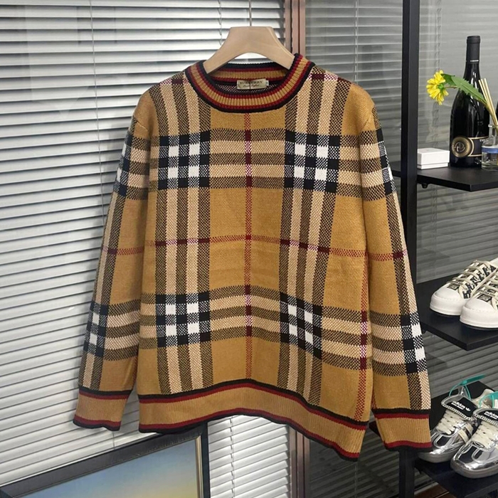 バーバリー メンズ ブラウン クルーネック セーター - Brown  - bu336x