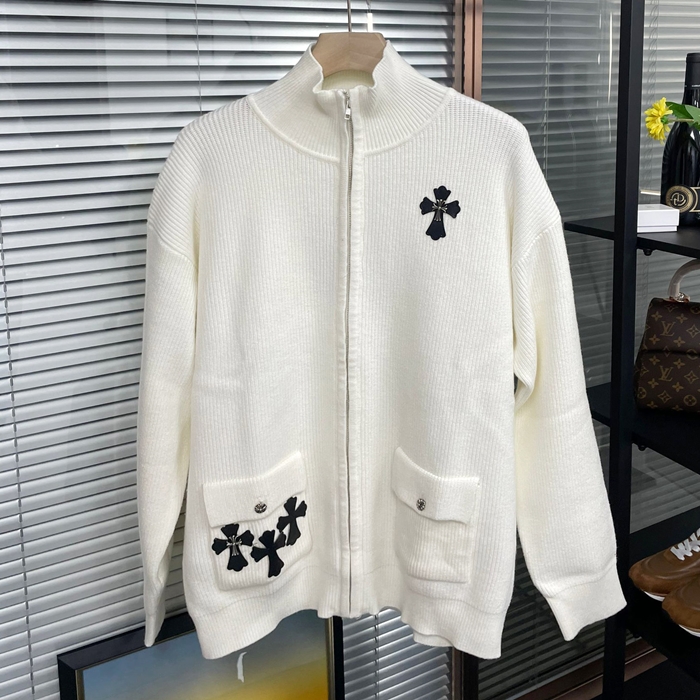 クロムハーツ メンズ ホワイト ニット-  White Knits - cl97x