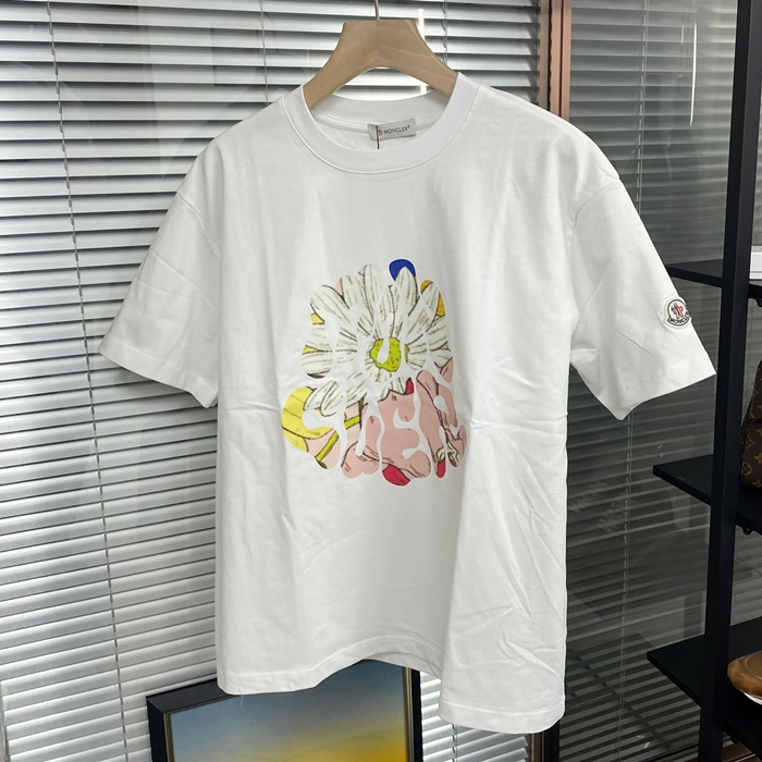 モンクレール メンズ ホワイト クルーネック 半袖Tシャツ - White  - moc02480x
