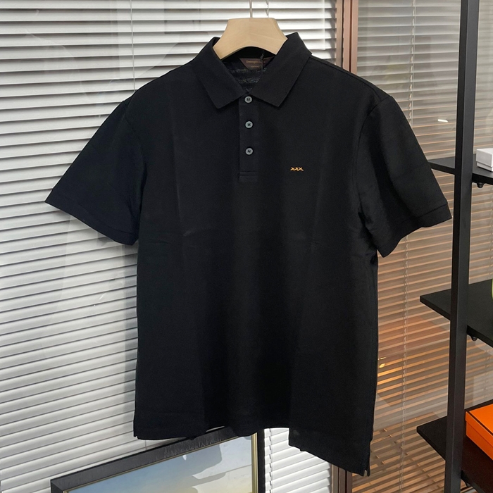 エルメネジルドゼニア メンズ ブラック ポロ 半袖Tシャツ -  Short sleeved  - ze92x