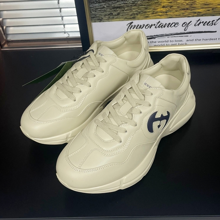 グッチ ユニセックス ホワイト ライトン スニーカー  -White  - gu1108x